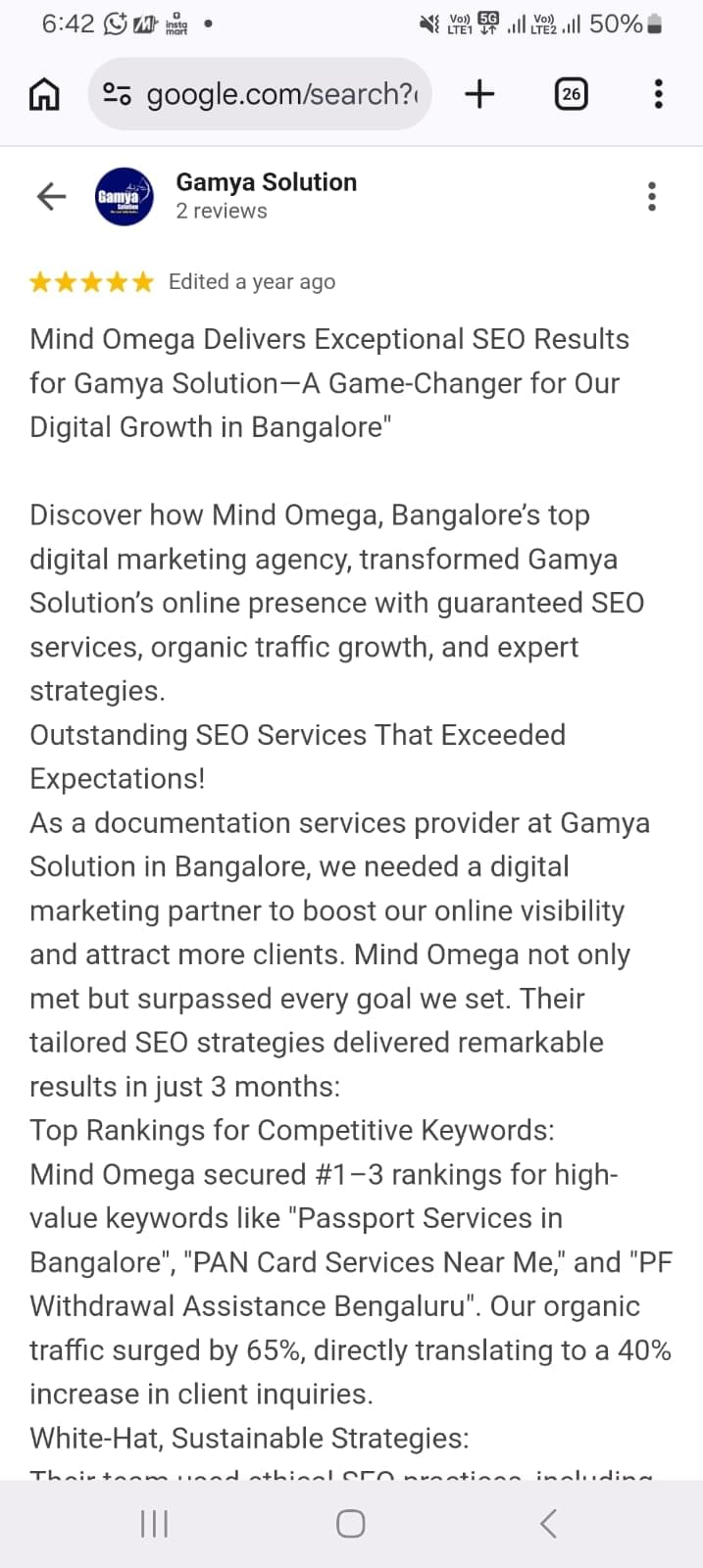 Gamya Solution Google Review
