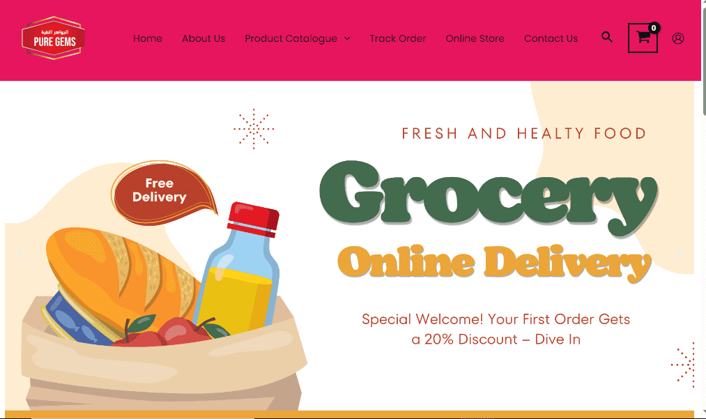 Pure Gems GT Online Grocery Website